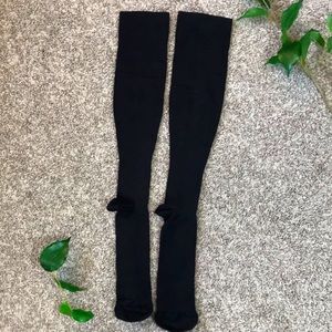 Black Compression Knee Socks Men Women Nurse Runner Comfortable Stretchy Tall